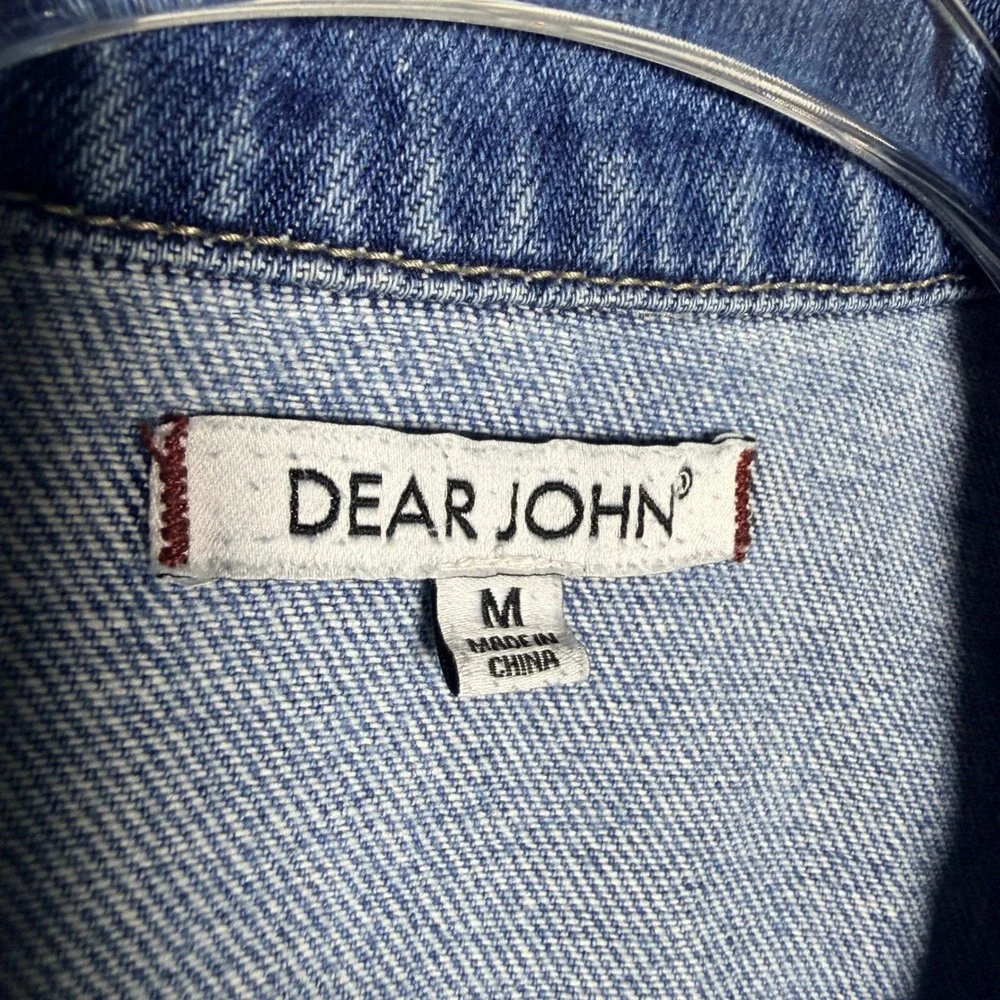 Dear John Lakeside Cropped Denim Jacket Raw Hem Utility Blue Medium